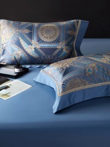 High Grade Cotton Blue Jacquard Luxury Skin-friendly Bedding Set