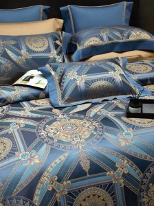 High Grade Cotton Blue Jacquard Luxury Skin-friendly Bedding Set