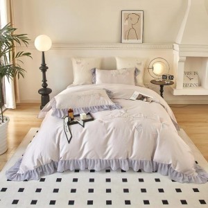 White embroidery cotton elegant skin-friendly elegant Bedding Set