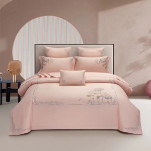 Australian cotton pink embroidery elegant light luxury flowers bedding set