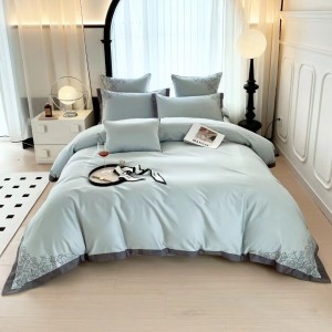 Cotton printed silver geometric pattern simple modern Bedding Set