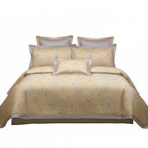 100% cotton jacquard long-staple cotton yarn-dyed gold bedding set