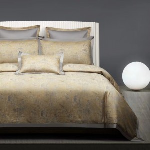 100% cotton jacquard long-staple cotton yarn-dyed gold bedding set