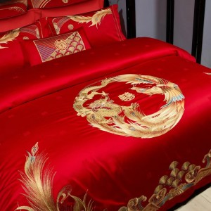 100pcs cotton red printing and dyeing gift box wedding red festive bedding set