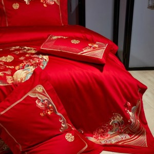 100pcs cotton red printing and dyeing gift box wedding red festive bedding set