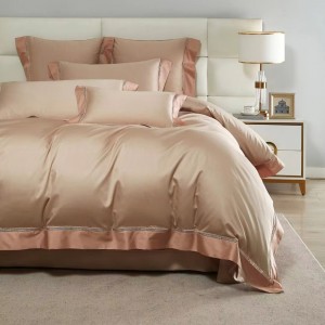 100 digital printed solid pink cotton high-grade texture bedding set