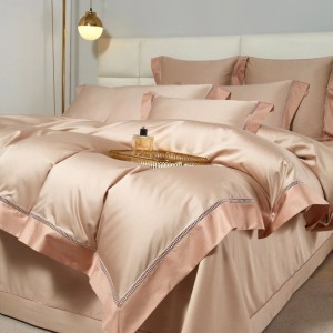 100 digital printed solid pink cotton high-grade texture bedding set