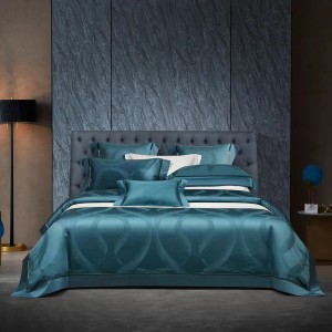 100-count cotton jacquard green high-end luxury bed sheet four-piece bedding set