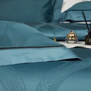 100-count cotton jacquard green high-end luxury bed sheet four-piece bedding set