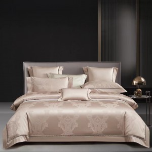 140-count cotton dark jacquard European pattern gold bed sheet four-piece bedding set