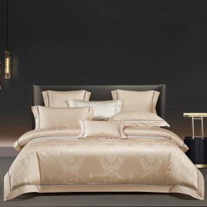 140-count cotton dark jacquard European pattern gold bed sheet four-piece bedding set