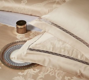 140-count cotton dark jacquard European pattern gold bed sheet four-piece bedding set