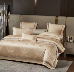 140-count cotton dark jacquard European pattern gold bed sheet four-piece bedding set