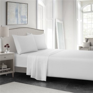 Solid Color White Hotel Pillow Shams Home Textile Queen King Size Bed Linen Fitted Bed Sheets