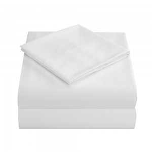 Solid Color White Hotel Pillow Shams Home Textile Queen King Size Bed Linen Fitted Bed Sheets