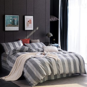 Grey Bed Linen Jacquard Pillow Sham High Quality Stripe Comforter Set Linen Bedding