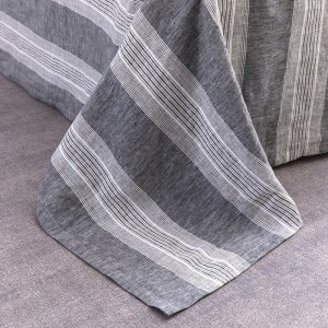 Grey Bed Linen Jacquard Pillow Sham High Quality Stripe Comforter Set Linen Bedding