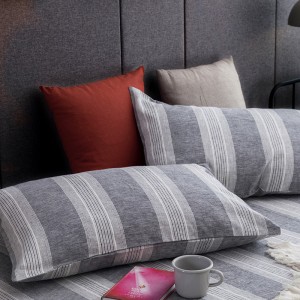 Grey Bed Linen Jacquard Pillow Sham High Quality Stripe Comforter Set Linen Bedding