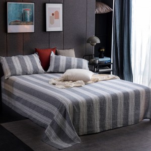 Grey Bed Linen Jacquard Pillow Sham High Quality Stripe Comforter Set Linen Bedding