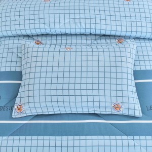 OEM/ODM Polyester Blue Pillowcase Quilted 6pcs Bed Sheets Polyester Comforter Set