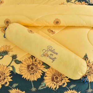 OEM/ODM Yellow Sunflower Coverlets Quilted Pillowcase High Quality Brushed Polyester Comforter Set