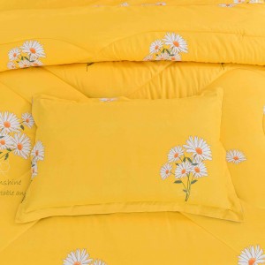 OEM/ODM Polyester Yellow Pillowcase Quilted 6pcs Bed Sheets Polyester Comforter Set