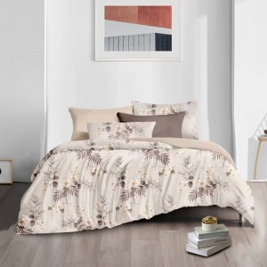 Polyester Home Textile Printed Pillow Shams Brown Bed Linen Premium Duvet Cover Set