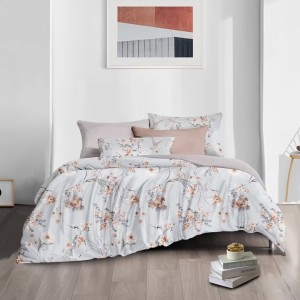 Blue Polyester Printed Pillow Sham Quilted Bedspread Microfiber Bedsheets Breathable Duvet Cover Set