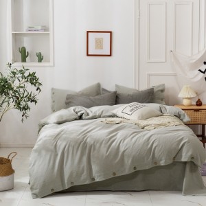 Green Home Comforter Set Home Textile Bed Sheet Luxury Quality Pillow Cover Cotton And Linen Bedding