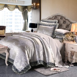 White Polyester Fitted Sheet Jacquard Pillow Cases Breathable Duvet Cover Supple Lace Bedding Set