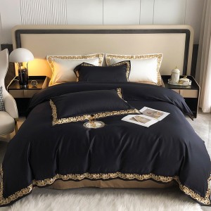 Long Staple Cotton Embroidered Pillow Sham Home Textile Flat Sheets Premium Bedding Set