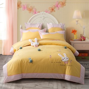 Yellow Bed Sheet Cartoon Pillow Sham Pure Cotton Comforter Quilt Duvet Kids’ bedding