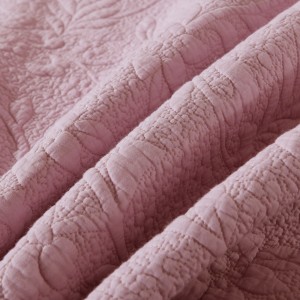 Solid Color Pink Pillowcases Soft Cotton Quilting 3pcs Bedspread