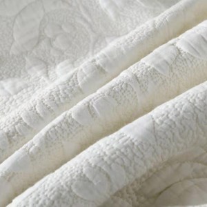 Cotton Quilting Embroidered Solid Color Pillowcases White 3pcs Bedspread