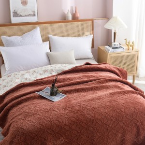 Brown Solid Color Pillowcases Quilted Quilt 3pcs Flannel Bedspread