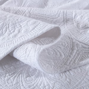 High Grade Quilting White Embroidered Solid Color Pillowcases Cotton Bedspread