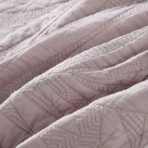 Pink Cotton Quilting Embroidered Solid Color Pillowcases Bedspread