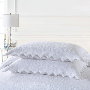 Solid Color White Pillowcases Soft Cotton Quilting 3pcs Bedspread