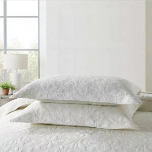 Cotton Quilting Embroidered Solid Color Pillowcases White 3pcs Bedspread