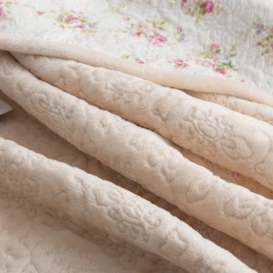 Apricot Solid Color Pillowcases Quilted Quilt 3pcs Flannel Bedspread