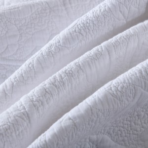 Solid Color White Pillowcases Soft Cotton Quilting 3pcs Bedspread