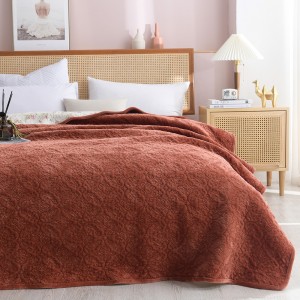 Brown Solid Color Pillowcases Quilted Quilt 3pcs Flannel Bedspread