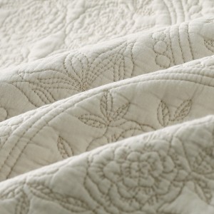 Skin-friendly Quilting Embroidered Solid Color Pillowcases Cotton White Bedspread