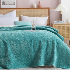 Green Solid Color Pillowcases Quilted Quilt 3pcs Flannel Bedspread