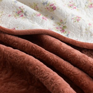 Brown Solid Color Pillowcases Quilted Quilt 3pcs Flannel Bedspread