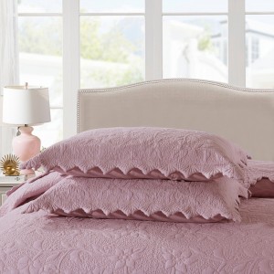 Solid Color Pink Pillowcases Soft Cotton Quilting 3pcs Bedspread