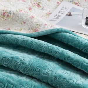 Green Solid Color Pillowcases Quilted Quilt 3pcs Flannel Bedspread