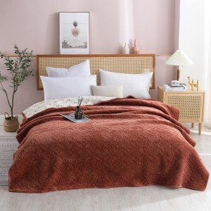 Brown Solid Color Pillowcases Quilted Quilt 3pcs Flannel Bedspread