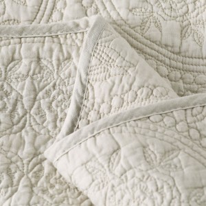 Skin-friendly Quilting Embroidered Solid Color Pillowcases Cotton White Bedspread