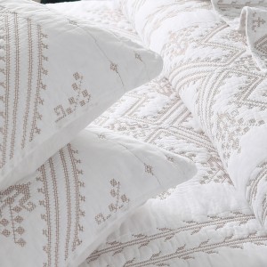 Cotton Quilting Embroidered Solid Color Pillowcases Wholesale Bedspread